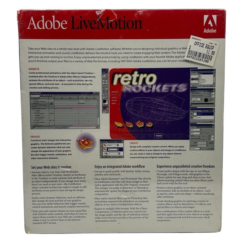 Adobe LiveMotion Professional Web Graphics & Animation (PC, 1999) Brand New