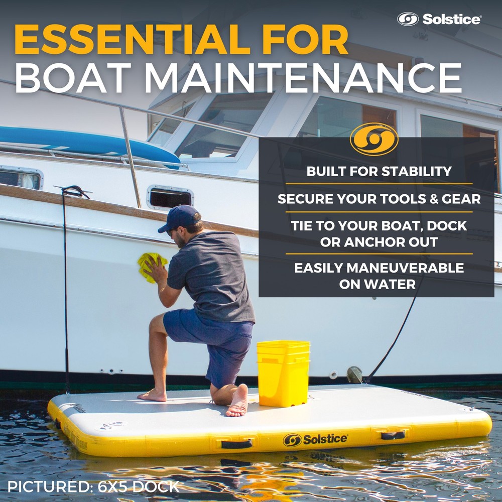Solstice 8x5 Ft Inflatable Floating Dock Platform & Original Pup Plank Dog Float