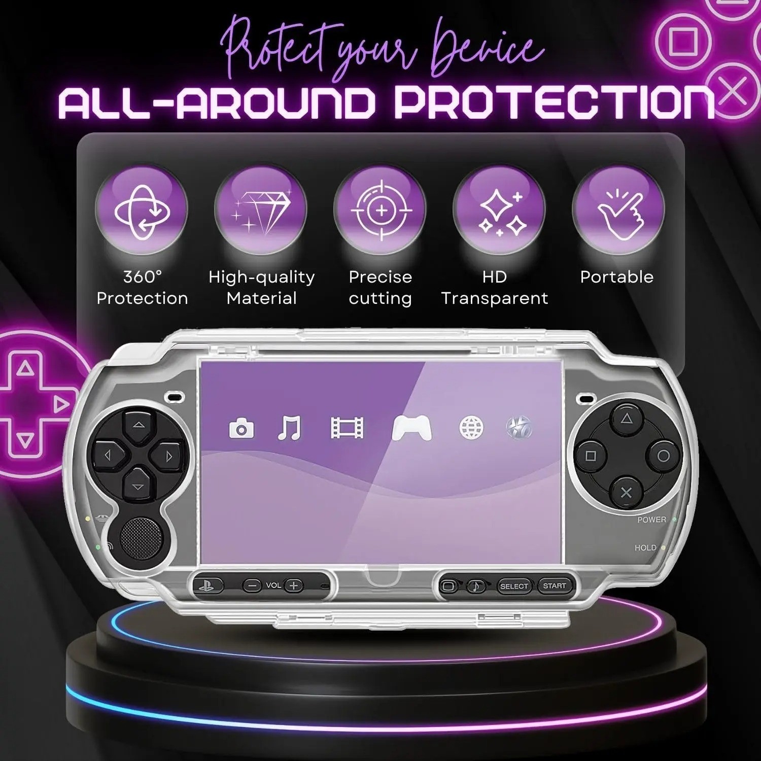 Clear Anti-dust Hard Skin Case Protector Cover for Sony PSP 2000 3000 Console