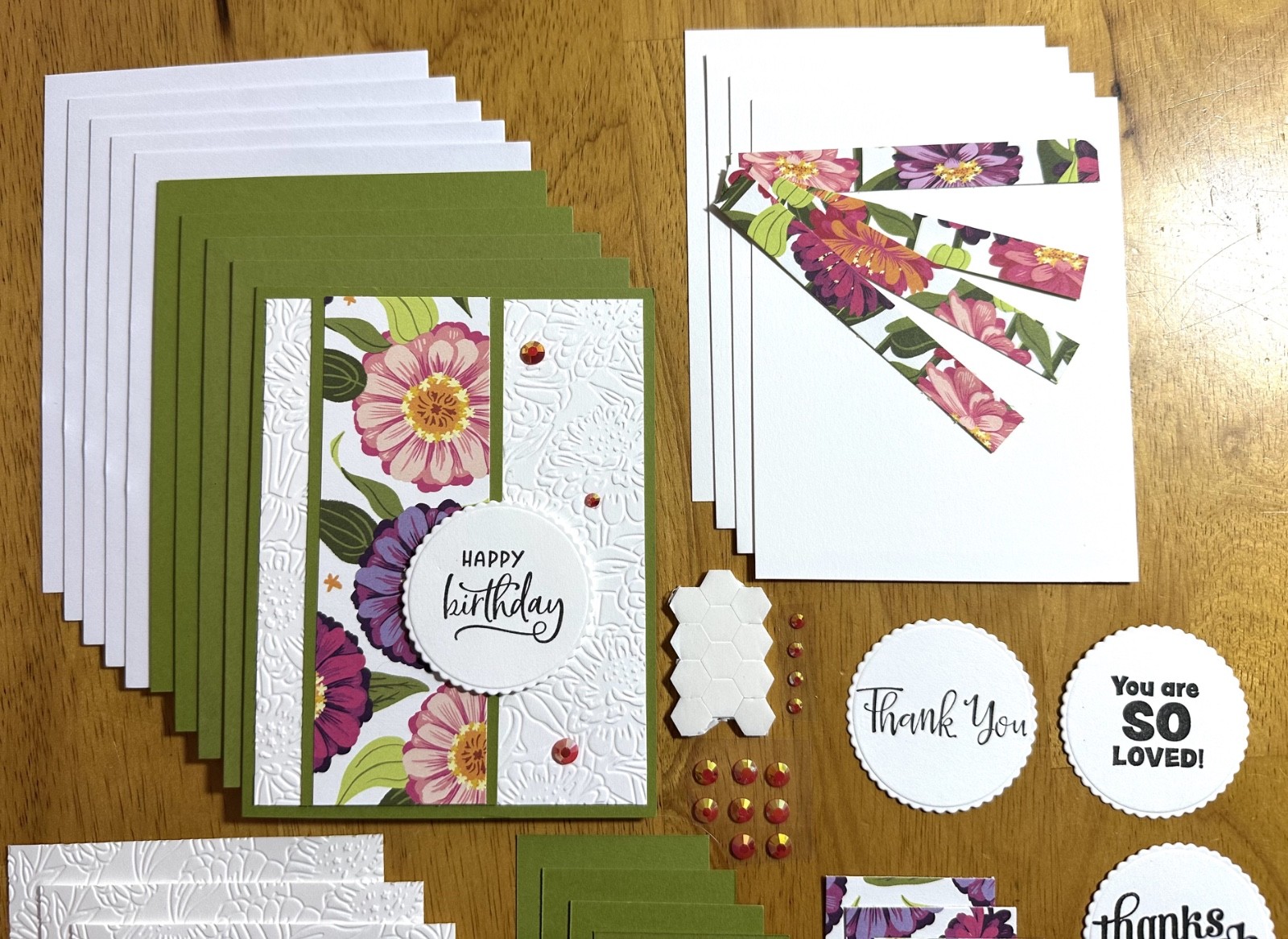 Stampin’ Up! Zinnias Sentiment Variety Card Kit-Set of 5, DSP, Embossed, Dots