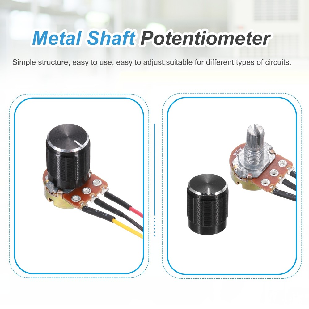 3Pcs WH-148 Potentiometer 3Pins B5K±20% Ohm Variable Resistor with 3 Knobs