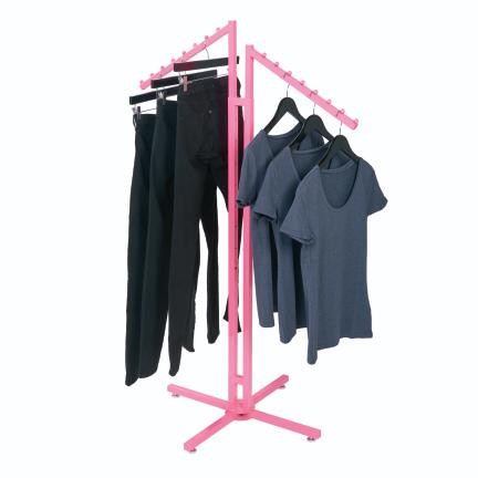 SSWBasics Hot Pink 2-Way Clothing Display Rack - Sleek Retail Clothing Rack
