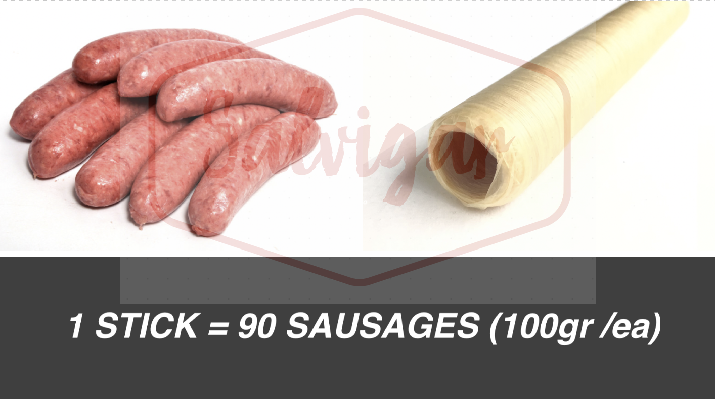 Collagen Casings Dry 33mm / 50ft for stuffing 41.25 Lb 180 sausages 2 sticks