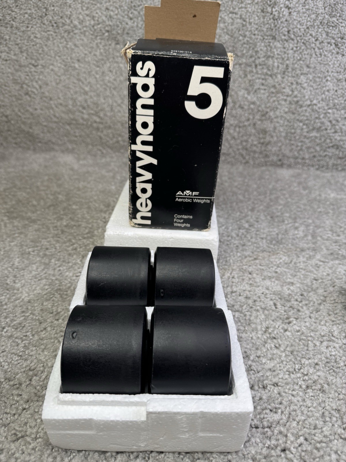 Vintage AMF Heavyhands 5 lbs Aerobic Weights Set of 4 Black USA w/ Box