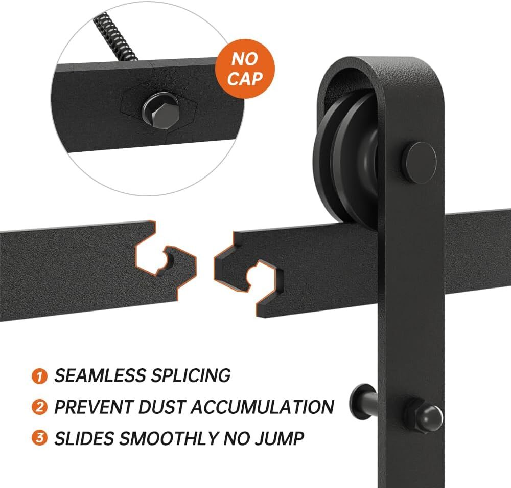 6.6FT Heavy Duty Sliding Barn Door Hardware Track Kit for One 36"-40" Wide Door