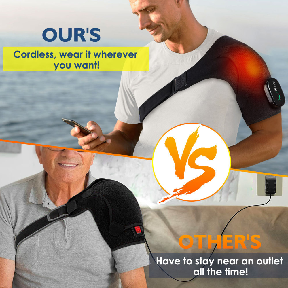 Heated Shoulder Brace Massage Rotator Cuff Support Compression Wrap Rechargeable