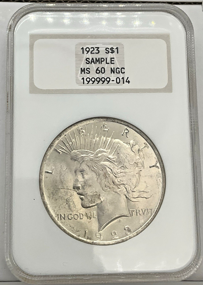 1923 Silver Peace Dollar MS 60 NGC Sample