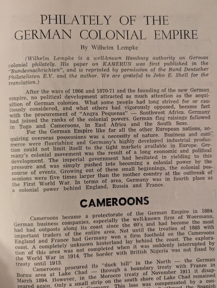 German Postal Specialist Oct 1967 Philately German Colonial Empire Courier Mail