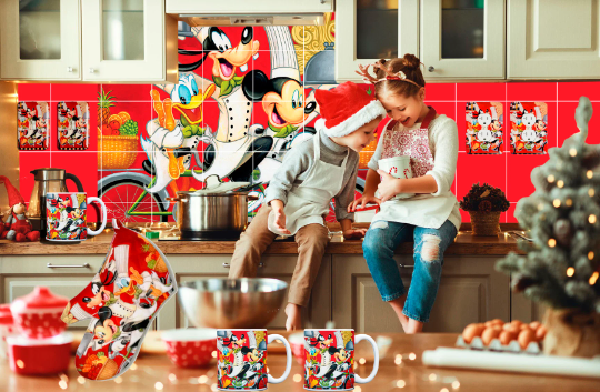 mickey minnie mouse pluto ocean beach sunset ceramic tile mural backsplash