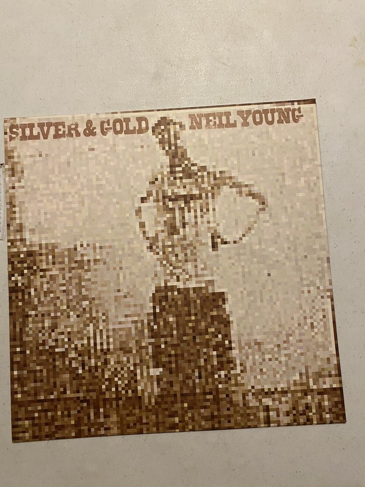 (3) Neil Young Silver & Gold 2-Sided Promo Poster 12 x 12”