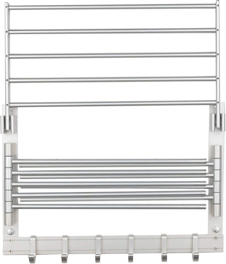 Elegant 17" Wall-Mounted Laundry Drying Rack in Silver - Durable & Space-Saving