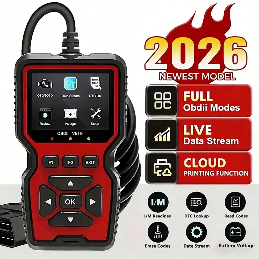 Professional OBD2 V519 Scanner - 2026 Upgraded OBDII + CAN Code Reader US
