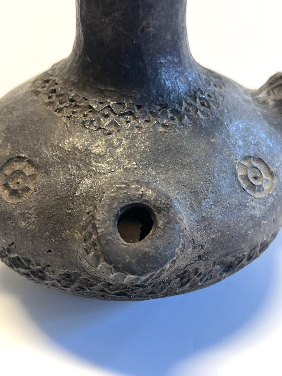 Antique Native American Indian Clay Pottery Sprouted Water Jug