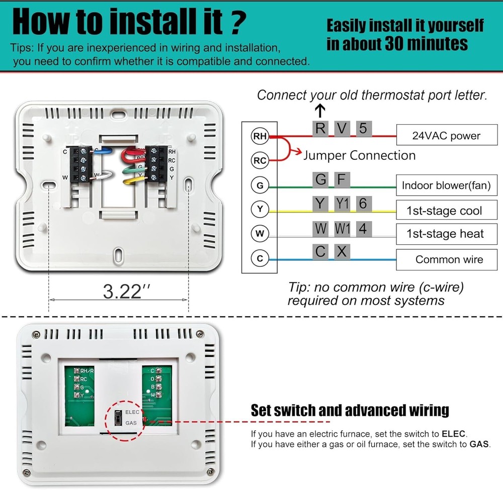 User-Friendly Non-Programmable Thermostat - Perfect for Heating & Cooling