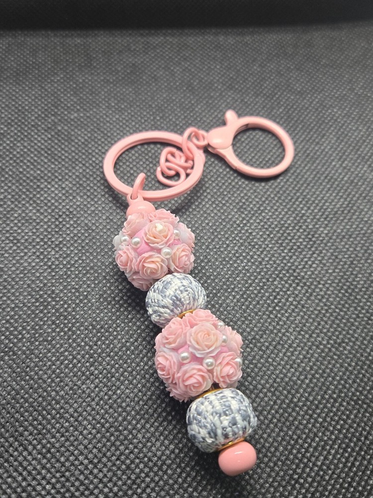 Handcrafted Rose Bead Key Chain