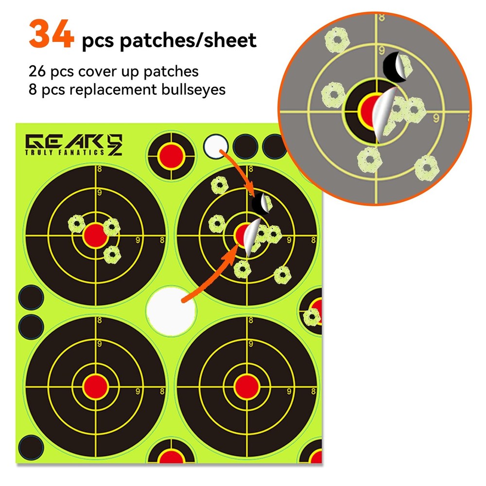 GearOZ Bull's-Eye Splatter Target Stickers, 3 10 Sheets/Pack, Yellow