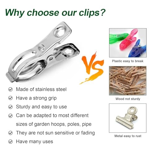 40 Pcs 2.3 Inch Row Cover Clips, Garden Clips for Netting, Greenhouse 40Pcs