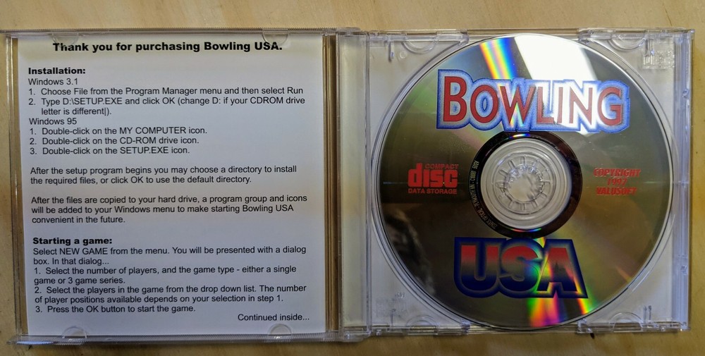 ValuSoft Bowling USA for PC / CD ROM / Windows / COMPLETE