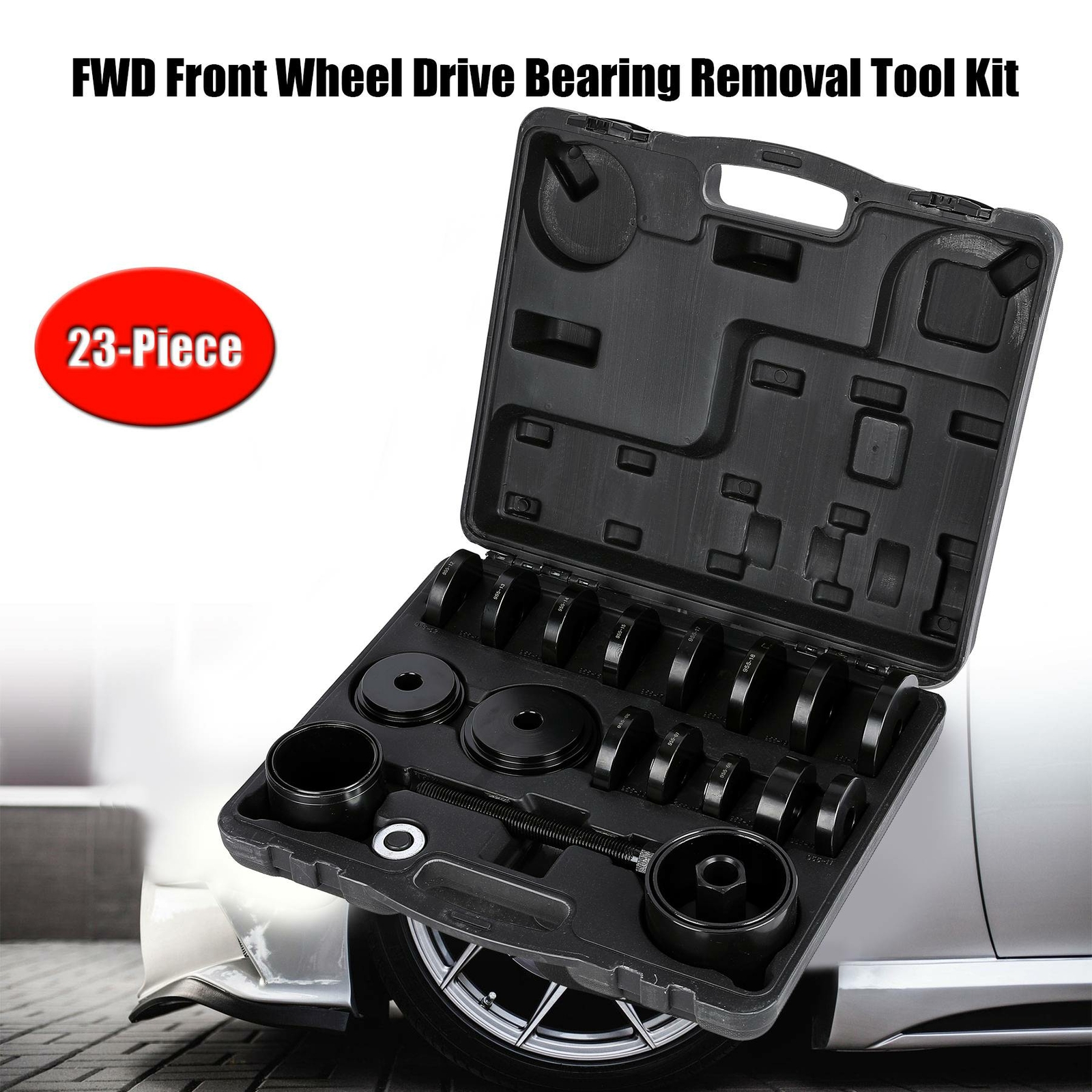 23pcs FWD Front Wheel Bearing Press Kit Removal Adapter Puller Pulley Tool Case