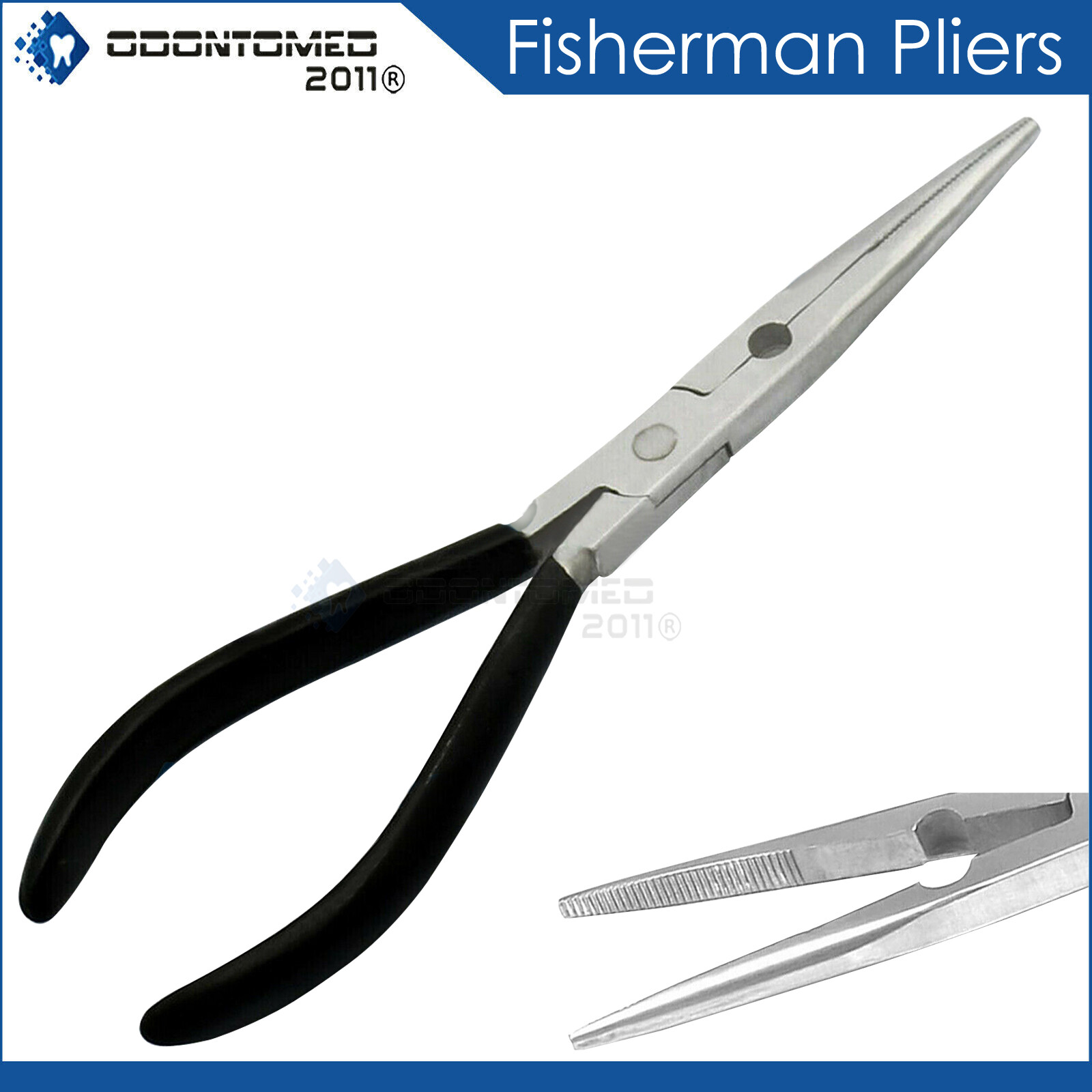 8" Stainless Steel Needle Nose Fisherman's Pliers Fisherman Plier (Black Dip)