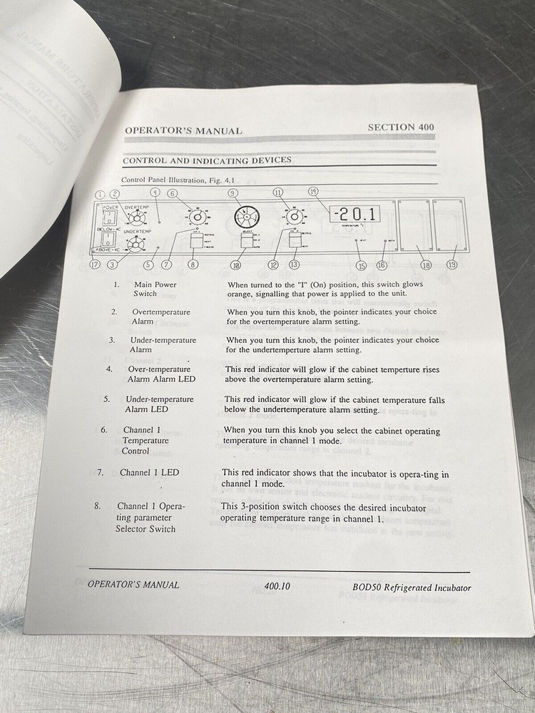 Revco BOD50 Refrigerated Incubator - Users Manual / Instructions Book