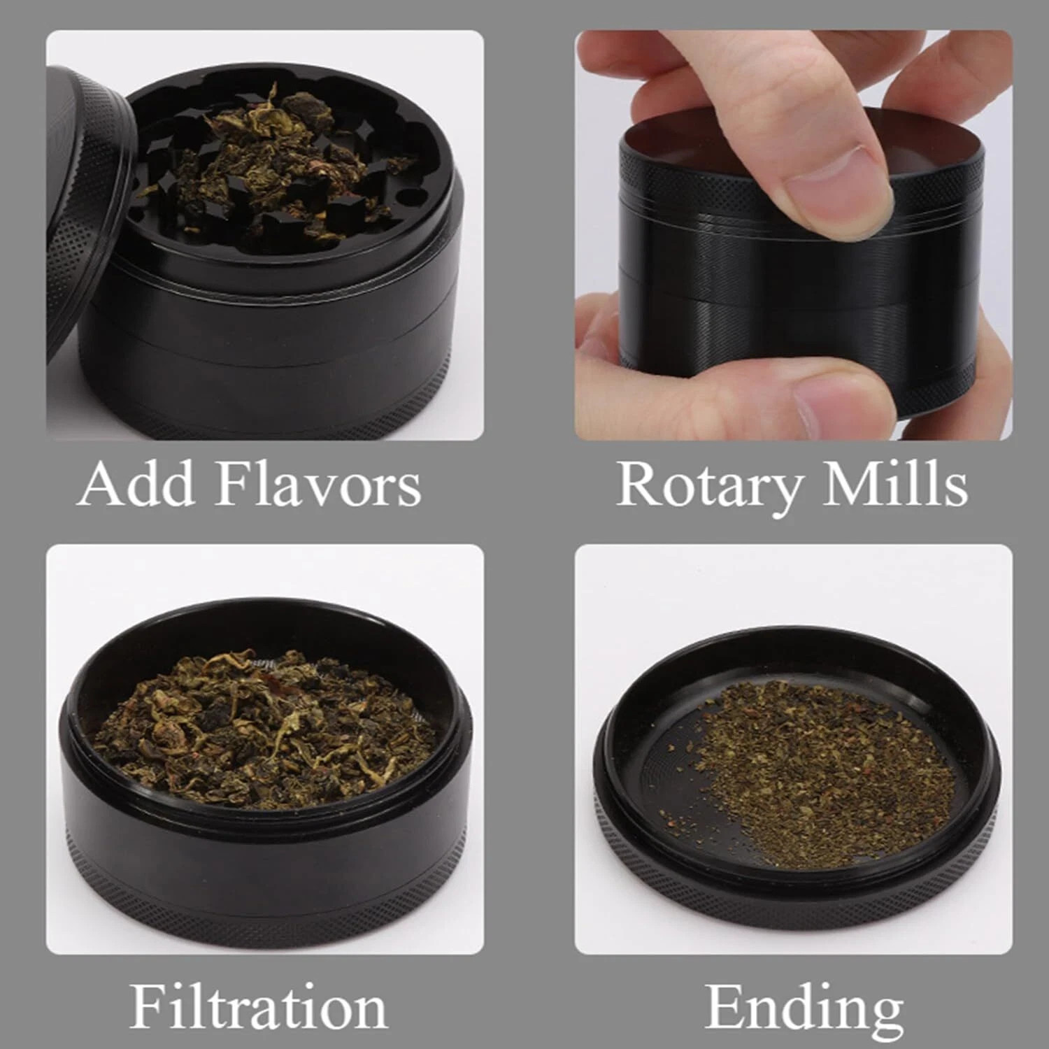 4 PCS Herb Tobacco Grinder Spice Herbal Metal Smoke Crusher Hand Muller