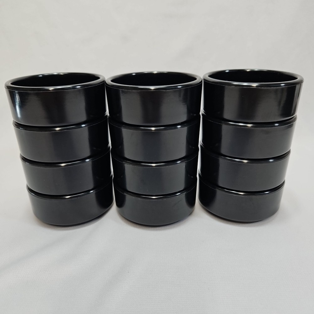 Gessner #0372 Melamine Straight Side Ramekin 2 oz Stackable Black 12 Pcs 1 Dz