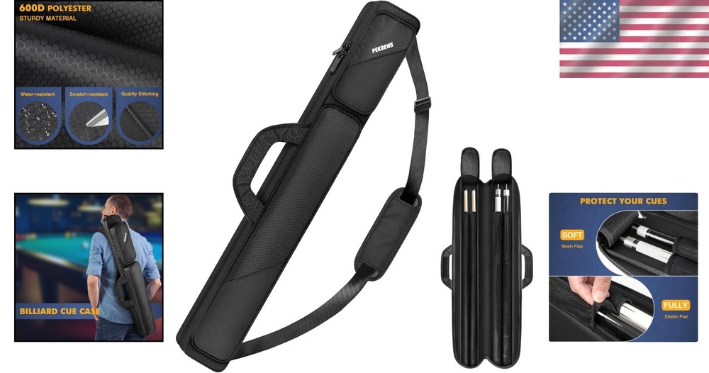 Lightweight Polyester Pool Cue Case 2x2 with Waterproof Fabric & Comfort Padding