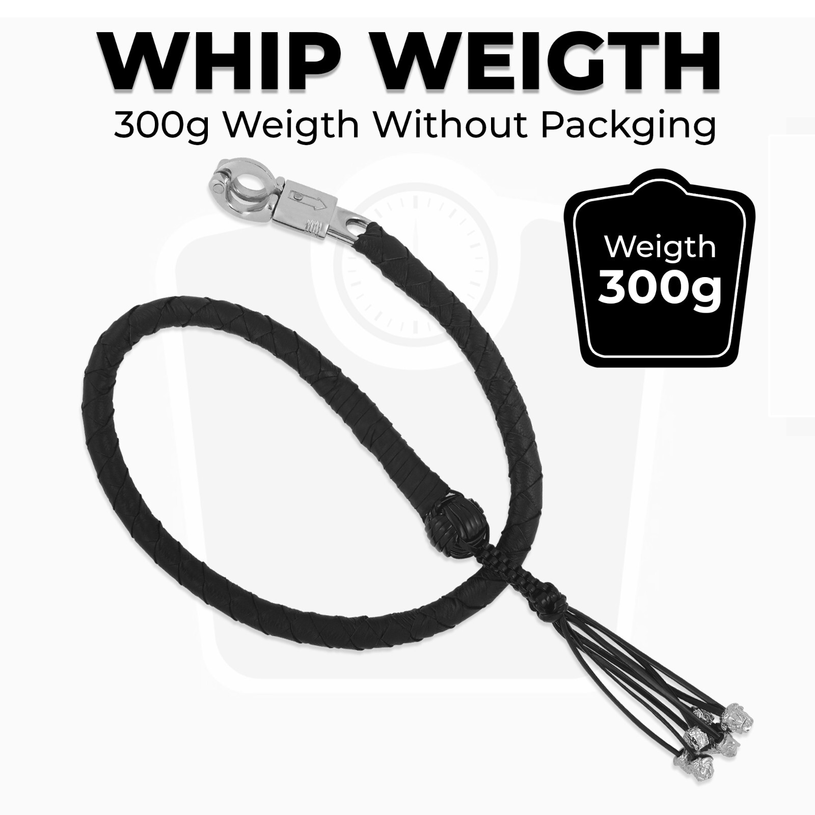 42" Leather Motorcycle Get Back Whip 1 Ball & Skulls Handlebar Black Biker Whip