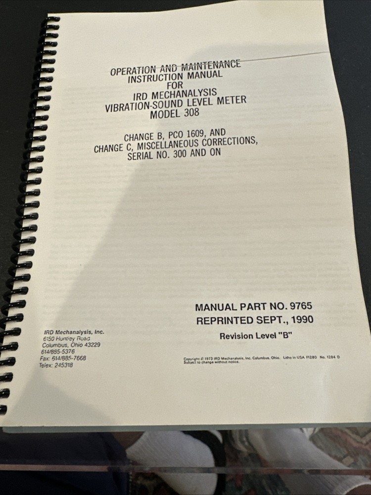 IRD Mechanalysis Model 308 Vibration/Sound Level Meter [Ref A]
