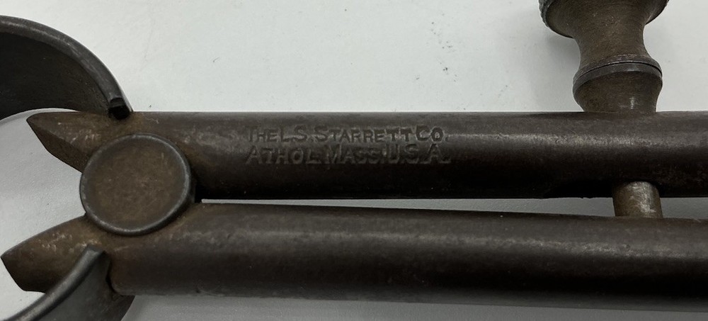 Vtg Tools Starrett 7” Spring Type Outside Caliper Round Leg & Solid Nut USA
