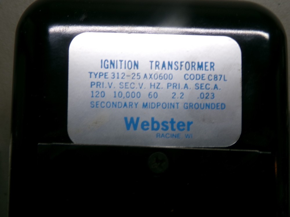 WEBSTER AX0600 IGNITION TRANSFORMER 312-25