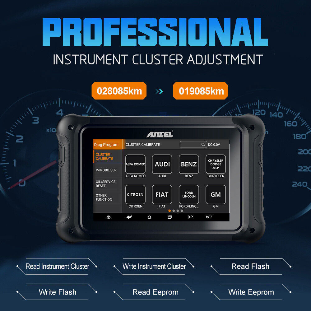 ANCEL Car Odometer Correction Tool Key IMMO program OBD2 Diagnostic Scanner