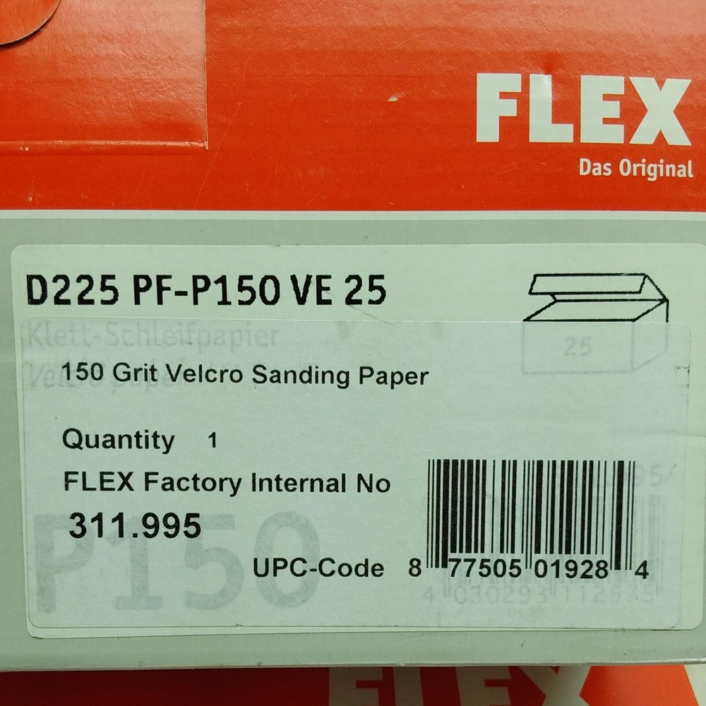 25 Pack FLEX HooknLoop Perforated Sanding Paper 150 Grit 9" 225MM Diameter