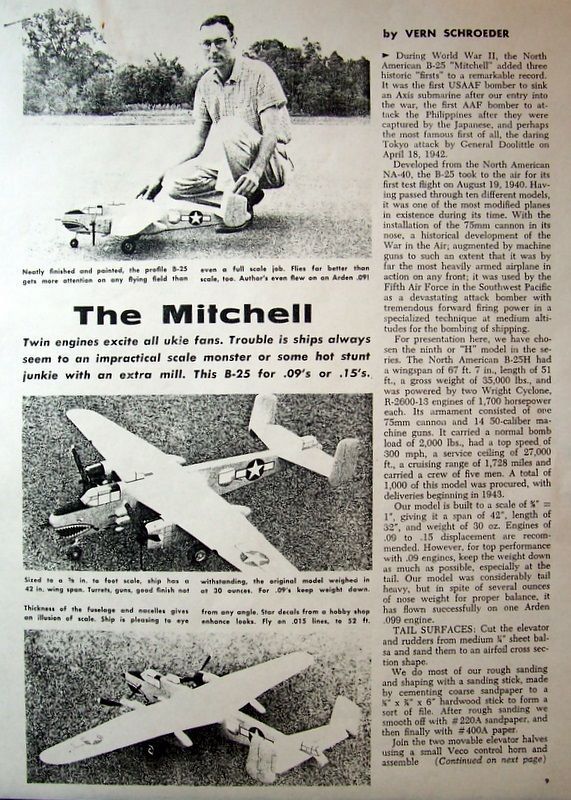 B-26 EXACT SCALE PLANS + CONSTRUCTION ARTICLE for 52" WW 2 UC Model Airplane