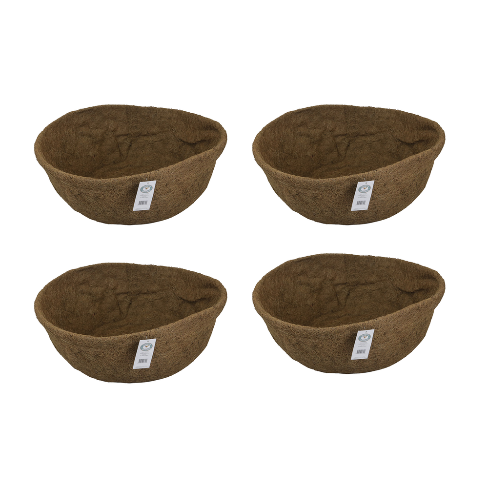22" x 10" Hanging Basket Round Molded Coco Liner - 4 Pack