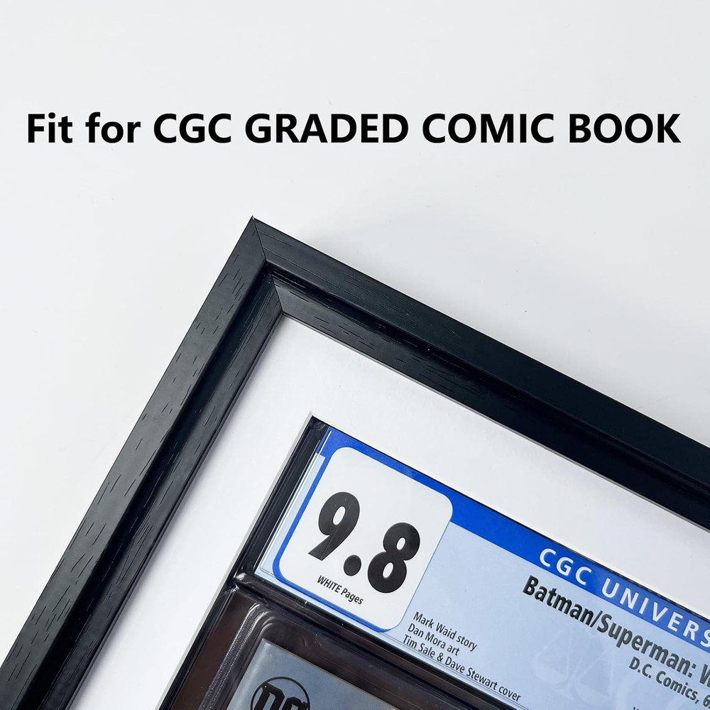 Single Graded Comic Book Frame for Standard CGC Graded Comic Books,Solid Wood Bl