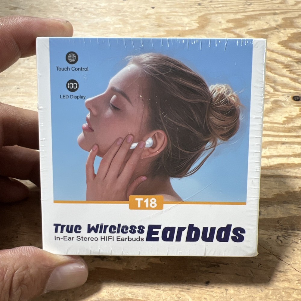 ZZU T18 True Wireless Bluetooth In-Ear Earbuds White Touch Control LED Display