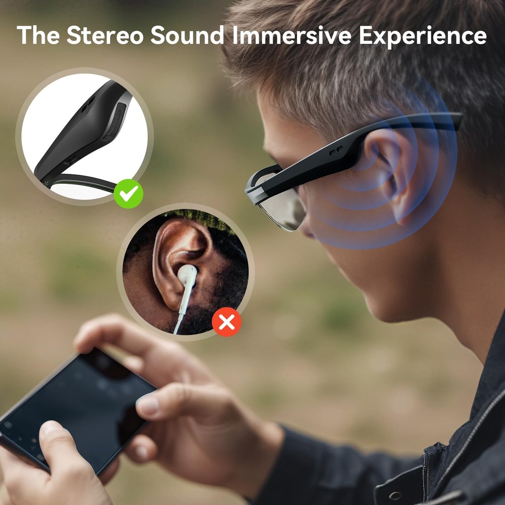 Polarized Bluetooth Smart Glasses with Mic