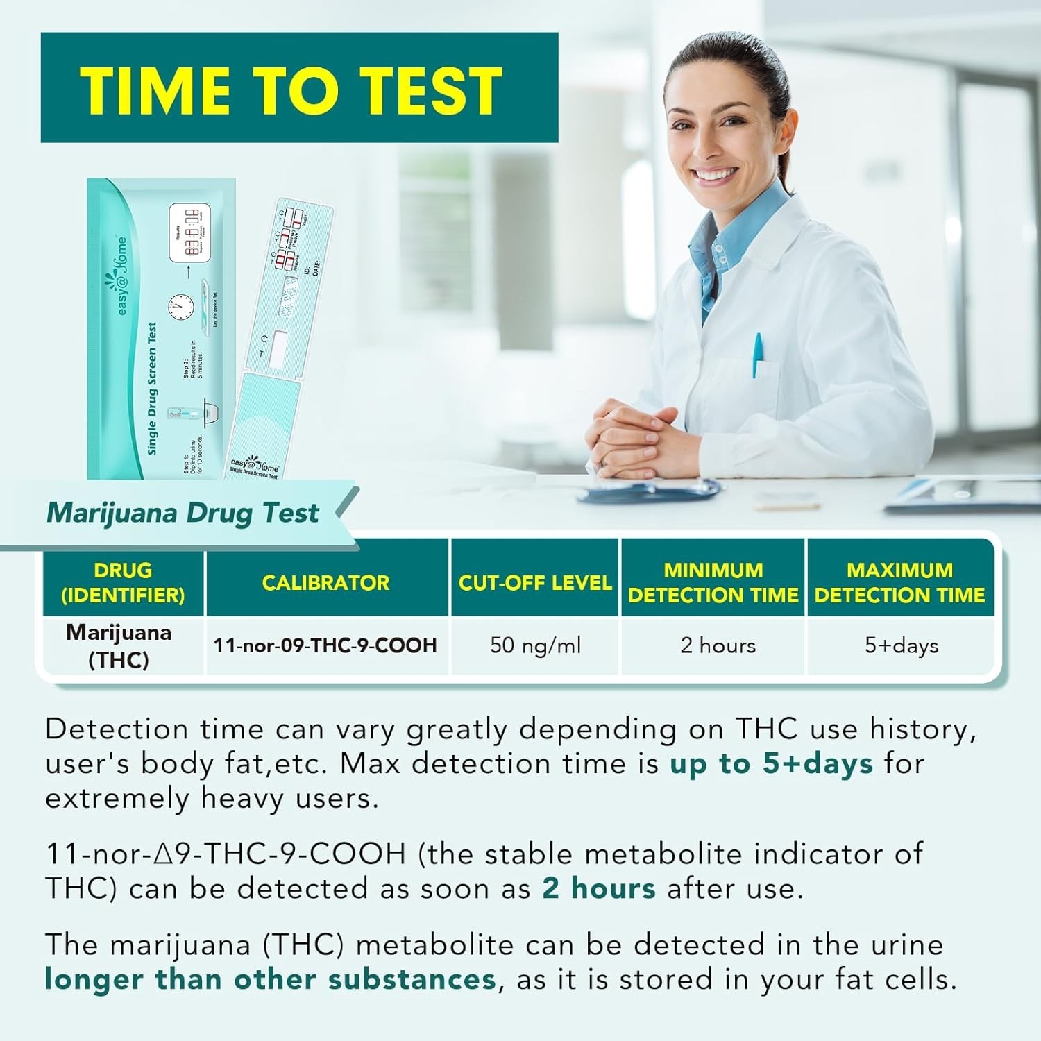 Easy@Home Single Drug Screen Test (Cannabinoids Urine Test) - THC 10 Pack