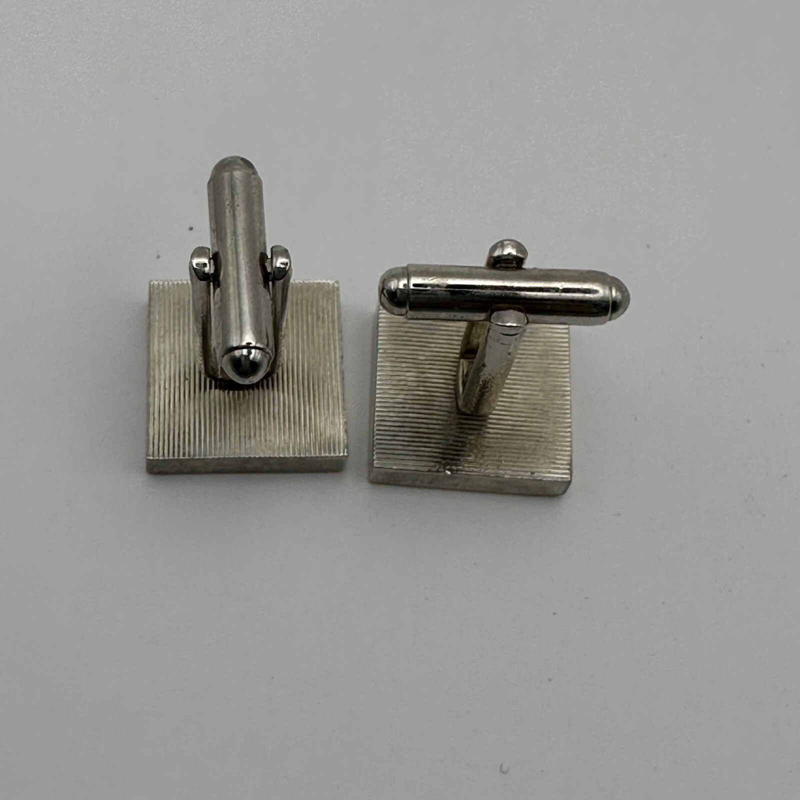 Modernist Black White Cufflinks Onyx Mother Of Pearl Square Geometric Pair