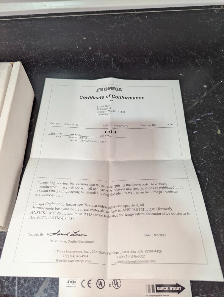 Omega DPi1701-USB-AR Graphic Display Panel Meter Data Logger Temp Process NIB