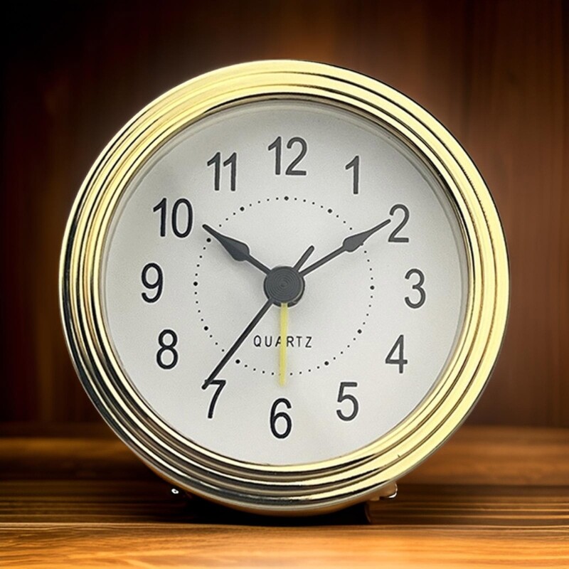 Elegant Gold Trim Clock Insert 3Inch Arabic Numerals Snooze Clock Replacement