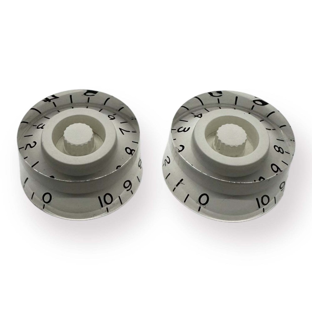 AxLabs White Left Handed Speed Knobs With Block Font - 2 Pack