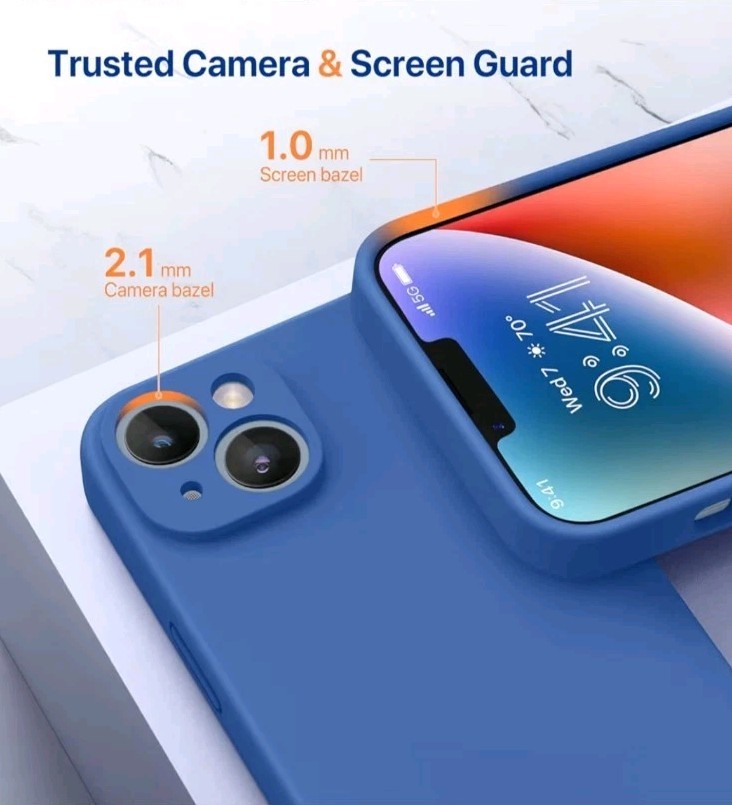 Miracase Iphone 14 Case With Screen Protector, Shockproof, Liquid Silicone, Blue