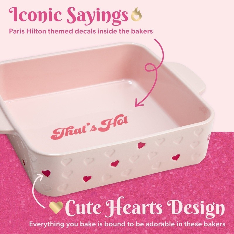 2 Piece Ceramic Baker Set Square Heart-Shaped Stoneware Baking Dish Bakeware New