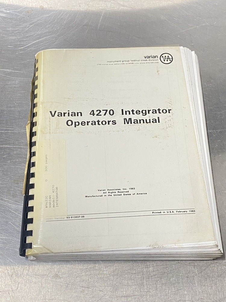 Varian 4270 Integrator - Users Guide / Instructions Manual