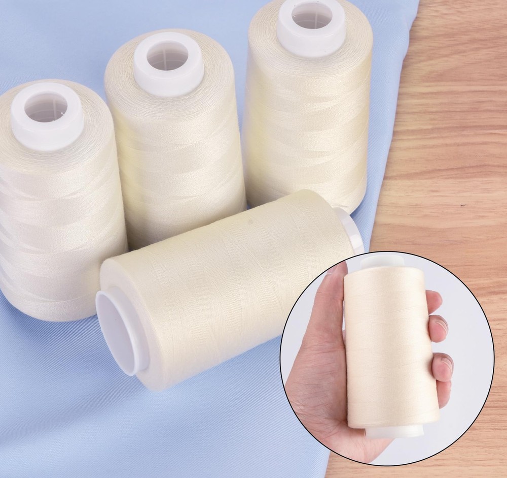4 Pack 3000 Yards Each Light Beige All Purpose Polyester Serger Thread