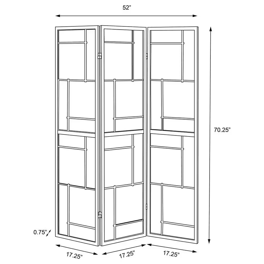 Damis Black and White 3-Panel Folding Floor Screen