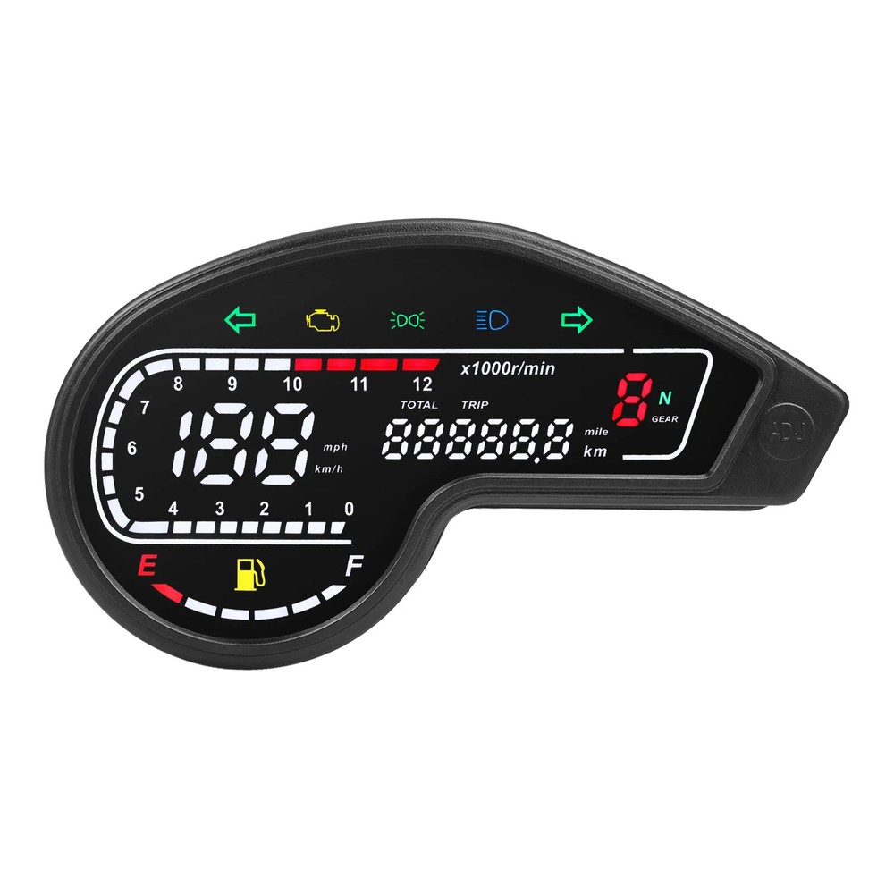 Universal Motor Digital Speedometer LED Tachometer Dashboard Instrument Panel